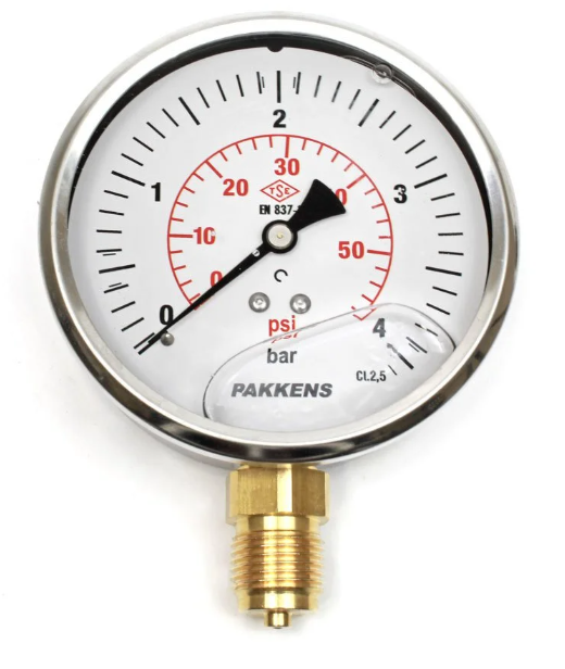 Manometr qliserin dolğulu (0-4 Bar, 63 mm, 1/4")