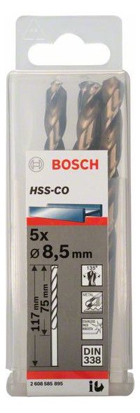 Burğu metal üçün HSS-CO 8.5x75x117 mm (5ədəd) Bosch 2608585895