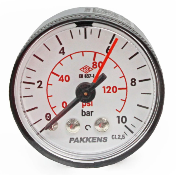 Manometr quru tipli (0-10 bar 40 mm, 1/8" metal gövdə) Pakkens 0401000207 MG