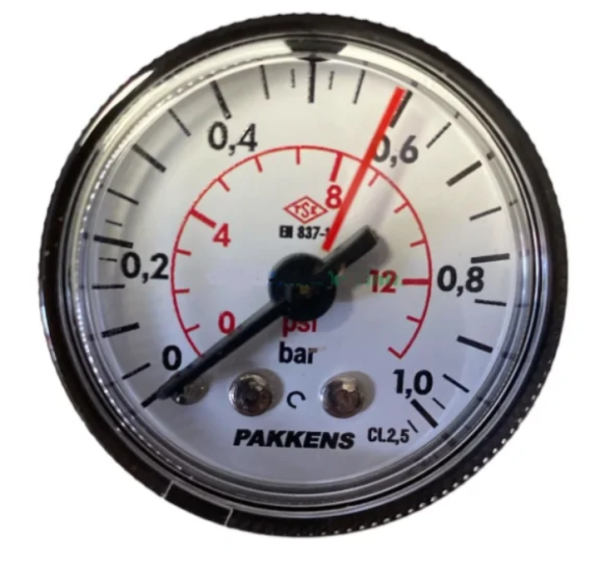 Manometr quru tipli (0-1 bar 50 mm, 1/4") Pakkens 050100020204