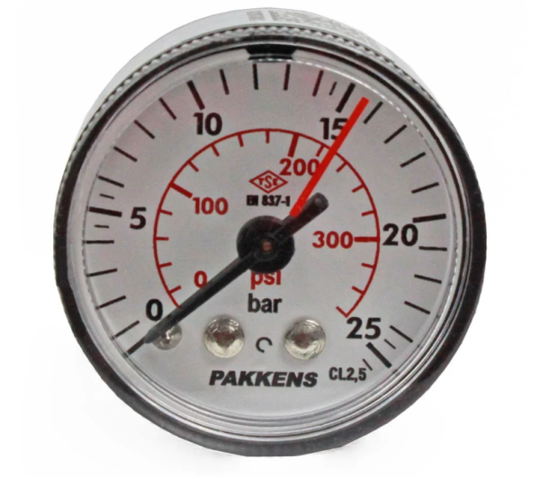 Manometr quru tipli (0-16 bar 40 mm, 1/8" metal korpus) Pakkens 0401000208 MG