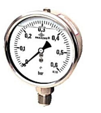 Манометр с глицерином (0-0,6 бар 63 мм 1/4" крепление снизу) Pakkens 0631001101