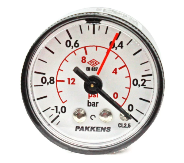 Vakuummetr quru tipli (-1/0 bar 40 mm, G1/8"B arxa bağlantı) Pakkens 0402000202MG