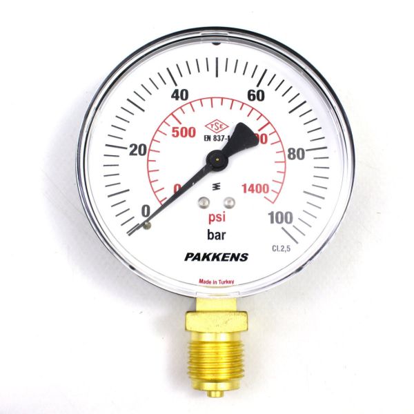 Манометр Pakkens сухого типа (0-100 Бар 100 мм) 1001000112