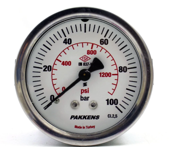 Manometr quru tipli (0-100 bar 40 mm, 1/8" metal gövdə) Pakkens 0401000212 MG