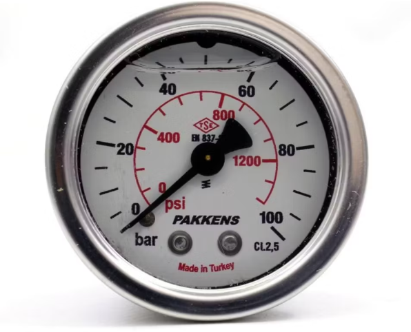 Manometr qliserinli (0-100 bar 40 mm, 1/8"B arxa bağlantı) Pakkens 0401001212