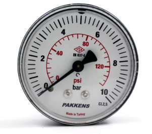 Манометр сухого типа (0-10 бар 63 мм 1/4" крепление сзади) Pakkens 0631000207