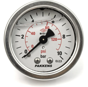 Манометр с глицерином (0-10 бар 63 мм 1/4" крепление сзади) Pakkens 0631001207