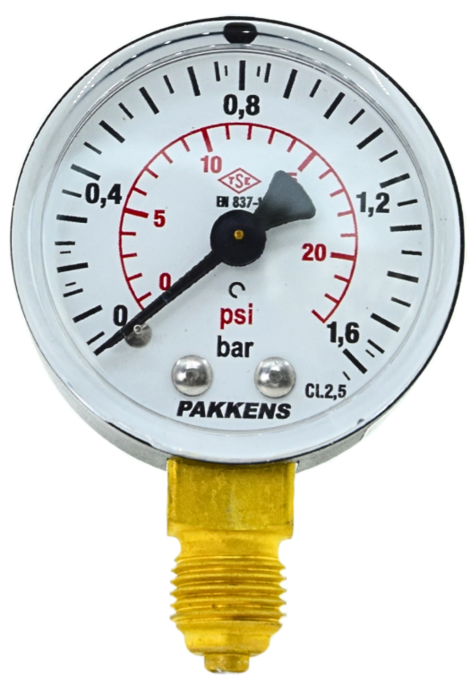 Manometr quru tipli (0-1,6 bar 63 мм 1/4" alt bağlantı) Pakkens 0631000103