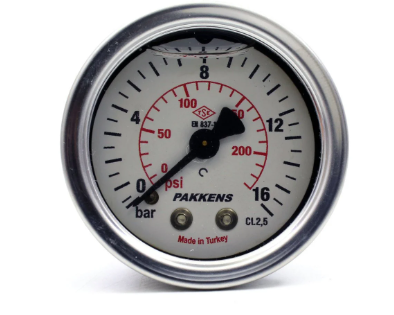 Манометр с глицерином (0-16 бар 63 мм 1/4" крепление сзади) Pakkens 0631001208