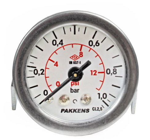 Манометр сухого типа (0-1 бар/40 мм 1/8"B панельное крепление) Pakkens 0401000302