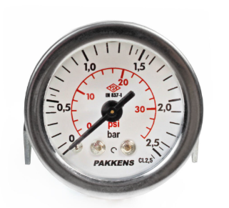 Манометр сухого типа (0-2.5 бар/40 мм 1/8"B панельное крепление) Pakkens 0401000304
