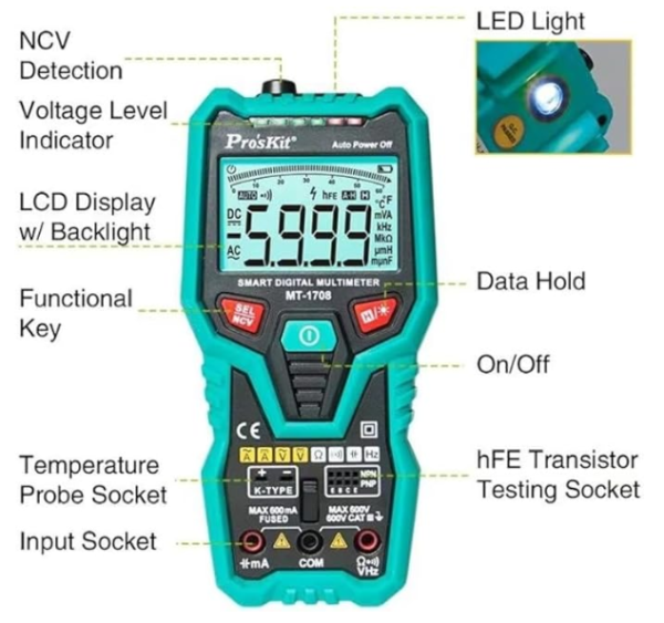 Multimetr rəqəmsal Pro'skit MT-1708