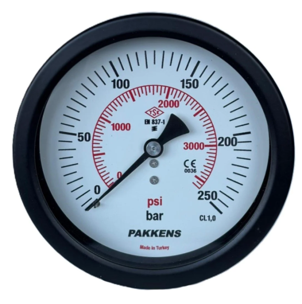 Манометр сухого типа (0-250 бар/40 мм 1/8") Pakkens 0401000214 MG
