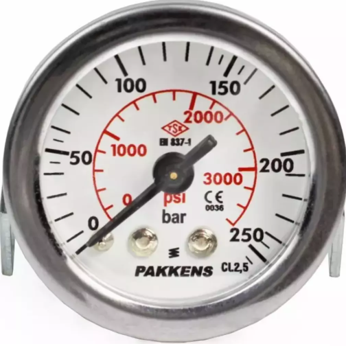 Манометр сухого типа (0-250 бар/40 мм 1/8"B панельное крепление) Pakkens 0401000314