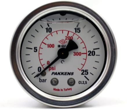 Manometr qliserinli (0-25 bar 40 mm, 1/8"B arxa bağlantı) Pakkens 0401001209