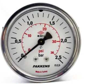 Manometr quru tipli (0-2,5 bar 63 мм 1/4" arxa bağlantı) Pakkens 0631000204