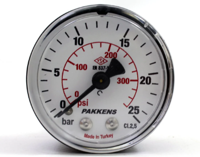 Манометр сухого типа (0-25 бар 63 мм 1/4" крепление сзади) Pakkens 0631000209