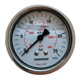 Манометр с глицерином (0-25 бар 63 мм 1/4" крепление сзади) Pakkens 0631001209