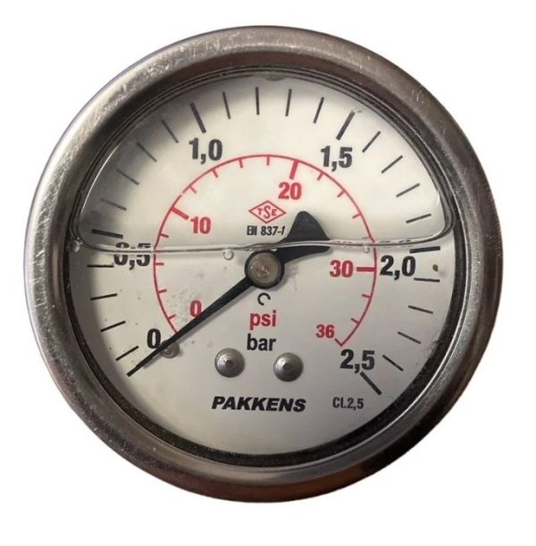Манометр с глицерином (0-2,5 бар 63 мм 1/4" крепление сзади) Pakkens 0631001204