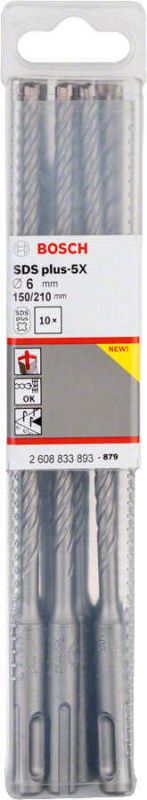 Burğu dəsti SDS-plus-5X 6x150х210 mm (10 ədəd) Bosch 2608833893