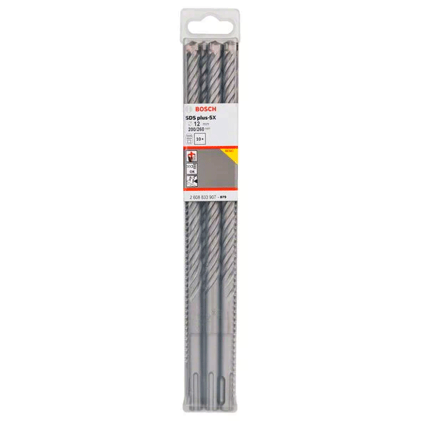 Burğu dəsti beton üçün SDS-plus-5X 12x200x260 mm (10 ədəd) Bosch 2608833907