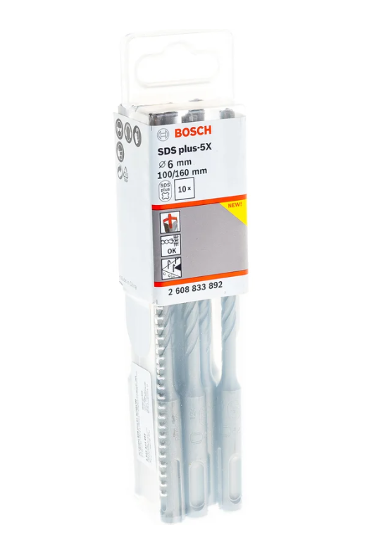 Burğu dəsti SDS-plus-5X 6x100х160 mm (10 ədəd) Bosch 2608833892 