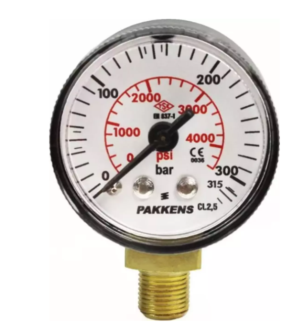 Manometr quru tipli (0-315 bar 50 mm, G1/4"B alt bağlantı) Pakkens 0501000116