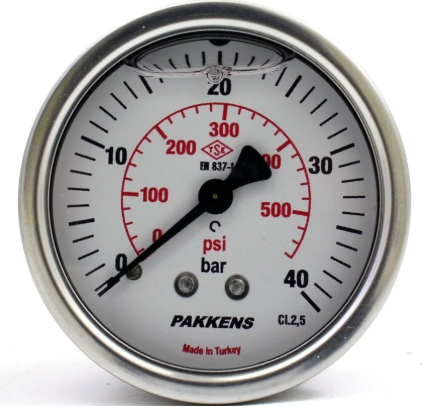 Manometr qliserinli (0-40 bar 40 mm, 1/8"B arxa bağlantı) Pakkens 0401001210