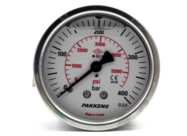 Manometr qliserinli (0-400 bar 40 mm, 1/8"B arxa bağlantı) Pakkens 0401001217