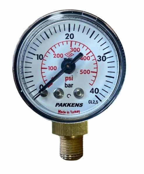 Manometr quru tipli (0-40 bar 63 мм 1/4" alt bağlantı) Pakkens 0631000110