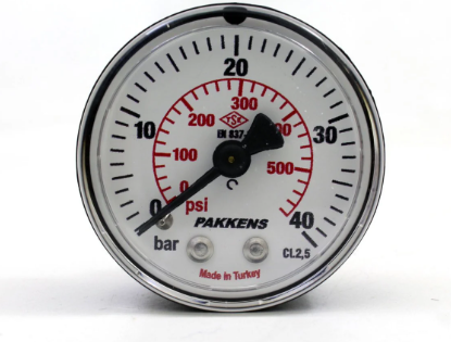 Manometr quru tipli (0-40 bar 63 mm 1/4" arxa bağlantı) Pakkens 0631000210