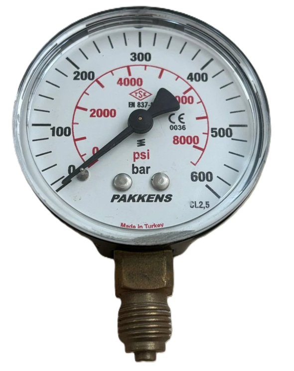 Manometr quru tipli (0-600 bar 63 мм 1/4" alt bağlantı) Pakkens 0631000118