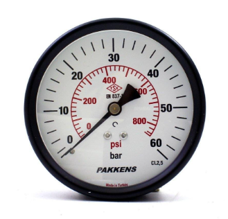 Манометр сухого типа (0-60 бар 63 мм 1/4" крепление сзади) Pakkens 0631000211