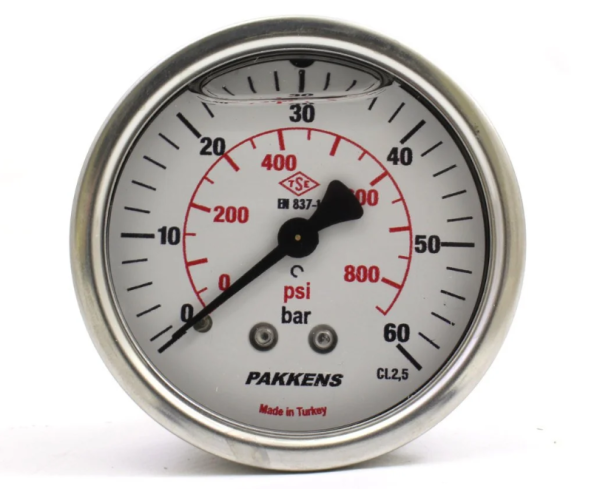 Manometr qliserinli (0-60 bar 40 mm, 1/8"B arxa bağlantı) Pakkens 0401001211