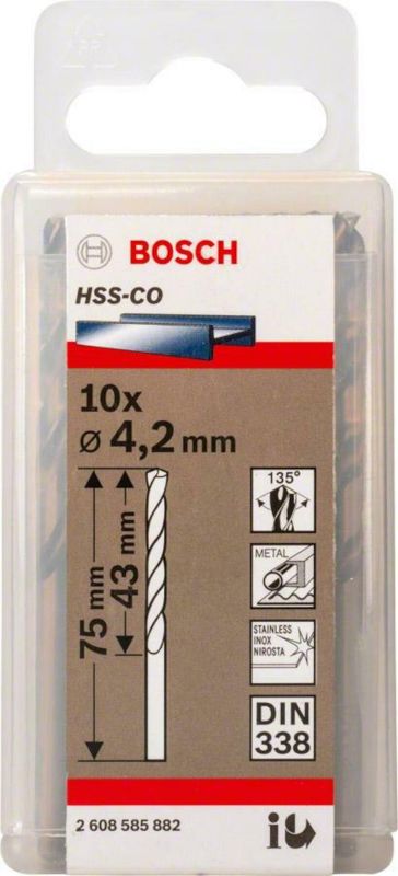 Burğu metal üçün HSS-CO 4.2x43x75 mm Bosch 2608585882