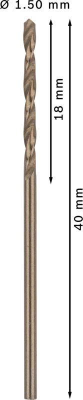 Burğu metal üçün HSS-CO 1.5x18x40 mm Bosch 2608585873