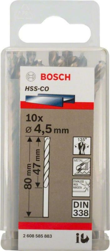 Burğu metal üçün HSS-CO 4.5x47x80 mm Bosch 2608585883