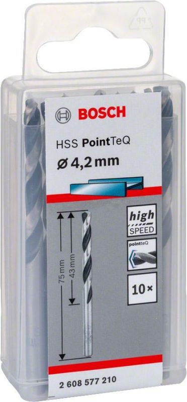 Burğu metal üçün 10 HSS Pointteq 4.2 mm (10 ədəd) Bosch 2608577210