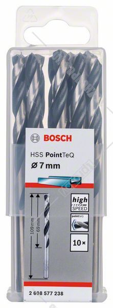 Burğu metal üçün 10 HSS Pointteq 7 mm (10 ədəd) Bosch 2608577238