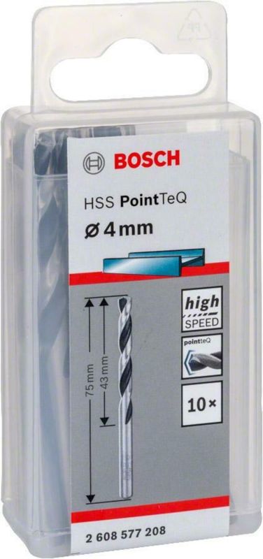 Burğu metal üçün 10 HSS Pointteq 4 mm (10 ədəd) Bosch 2608577208