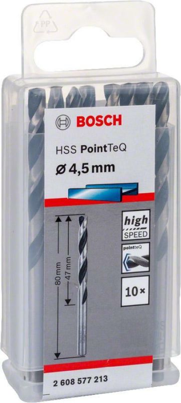 Burğu metal üçün 10 HSS Pointteq 4.5 mm (10 ədəd) Bosch 2608577213
