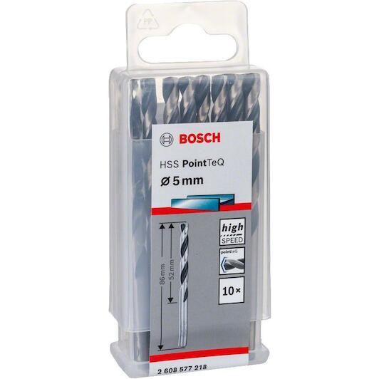 Burğu metal üçün 10 HSS Pointteq 5 mm (10 ədəd) Bosch 2608577218