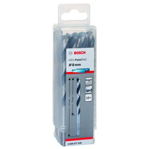 Burğu metal üçün 10 HSS Pointteq 8 mm (10 ədəd) Bosch 2608577248
