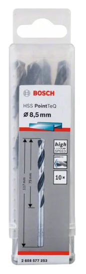 Burğu metal üçün 10 HSS Pointteq 8.5 mm (10 ədəd) Bosch 2608577253