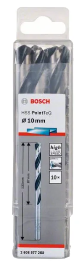 Burğu metal üçün HSS Pointteq 10 mm (10 ədəd) Bosch 2608577268