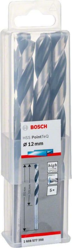 Burğu metal üçün HSS Pointteq 12 mm (5 ədəd) Bosch 2608577288