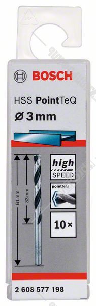 Burğu metal üçün 10 HSS Pointteq 3мм (10 ədəd) Bosch 2608577198