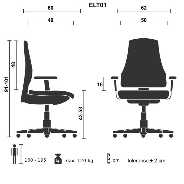 Oturacaq ofis üçün Casella Elite ELT 01