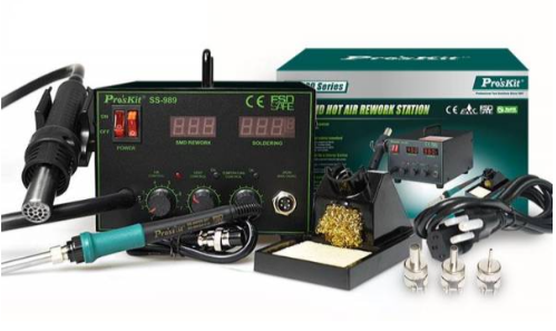 Hot air çoxfunksiyalı rəqəmsal lehimləmə stansiyası Pro'skit SS-989B